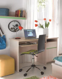 Modułowe biurko z kolekcji Numlock z listwą w kolorze pomarańczowym lub zielonym