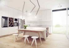 Biel i drewno - minimalizm w kuchni 