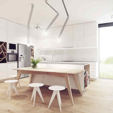 Biel i drewno - minimalizm w kuchni