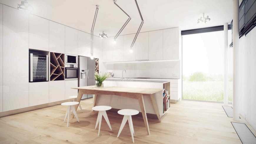 Biel i drewno - minimalizm w kuchni