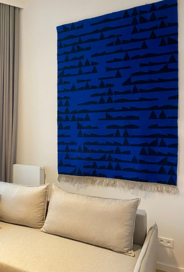 kilim granatowy, zbliżenie