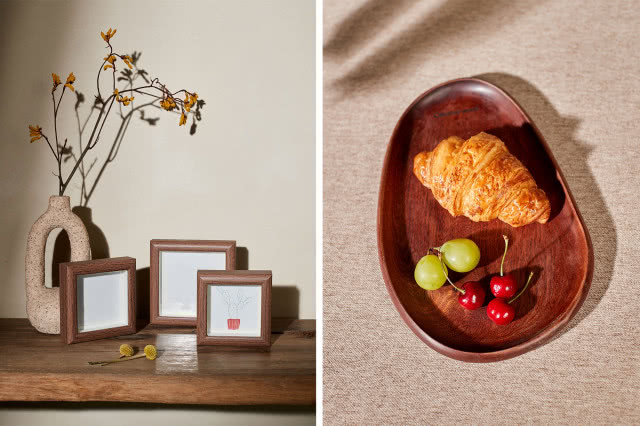 drewniane ramki na zdjęcia, podstawka