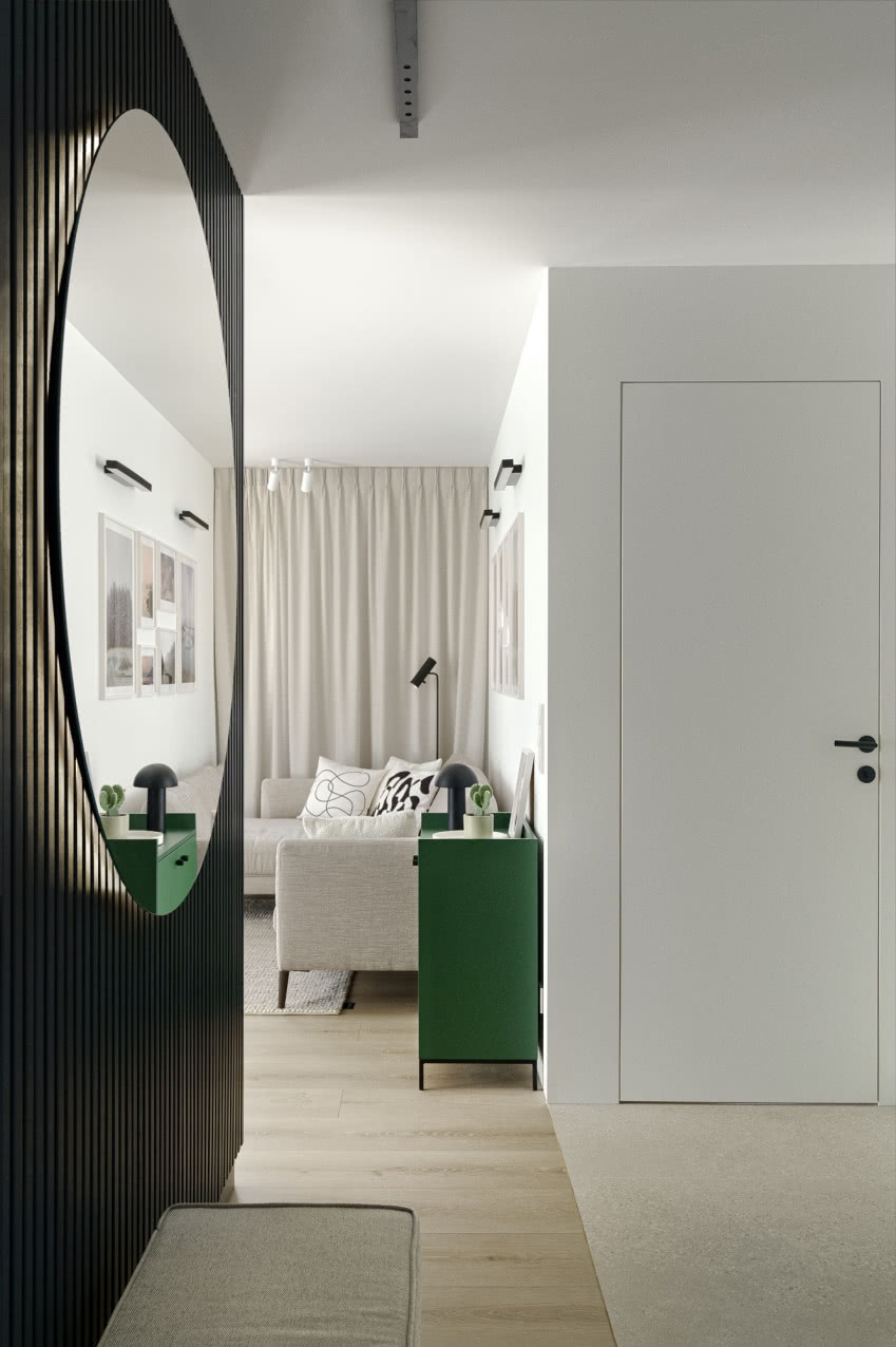 Dużo rozwiązań i mebli
w tym mieszkaniu...