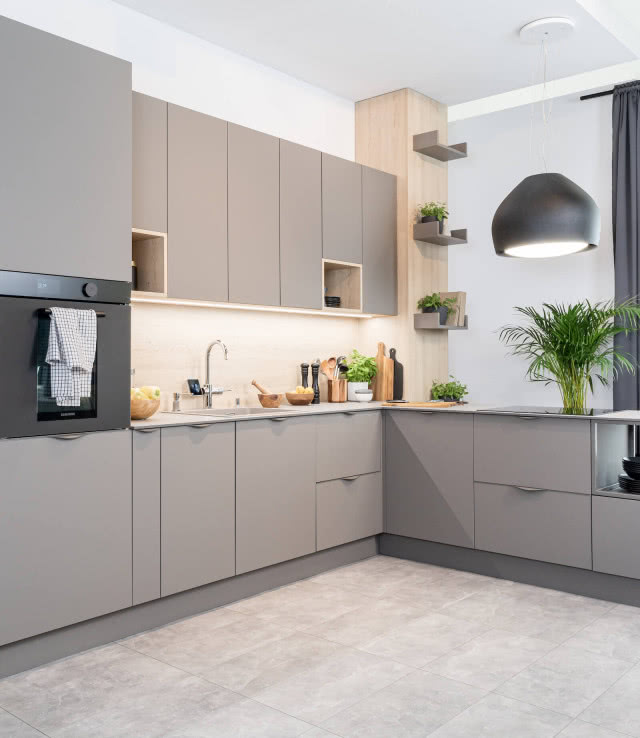 jasnoszara kuchnia fronty meblowe matowe