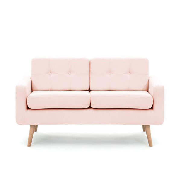 Pastelowo różowa sofa dwuosobowa VIVONITA Ina,...