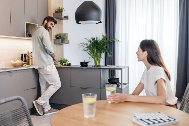 kuchnia z salonem kolor mebli