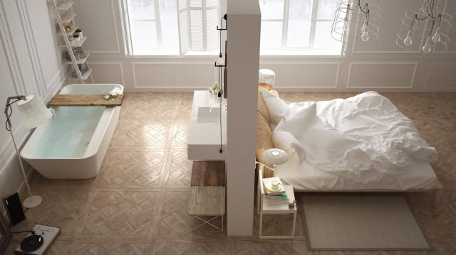 łazienka z sypialnią