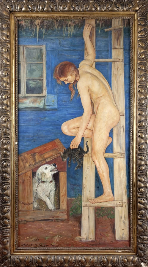 "Akt na drabinie - Hela Folszewska" (1925), olej...