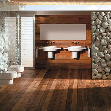 Kamień i drewno w łazience