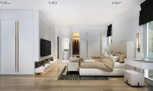 sypialnia z łazienką i garderobą