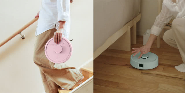 Robot Roomba Mini w kolorze różowym i miętowym