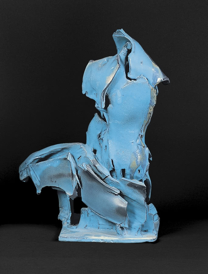 "Akt siedzący", szkliwiona ceramika, wys. 46 cm,...