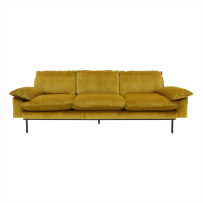 Żółta sofa retro na nóżkach