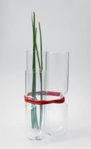 Szklany wazon z probówek.