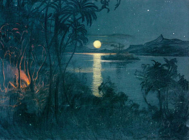 księżyc odbijający się w wodzie