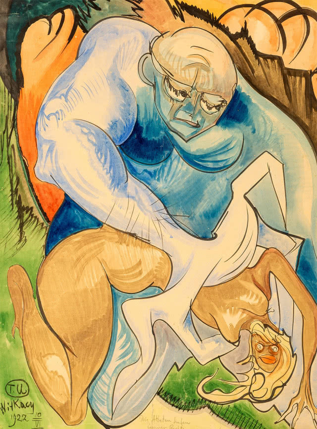 Potwór chwytający szczypcami kobietę