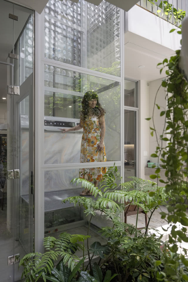 winda prowadząca na ogród na dachu