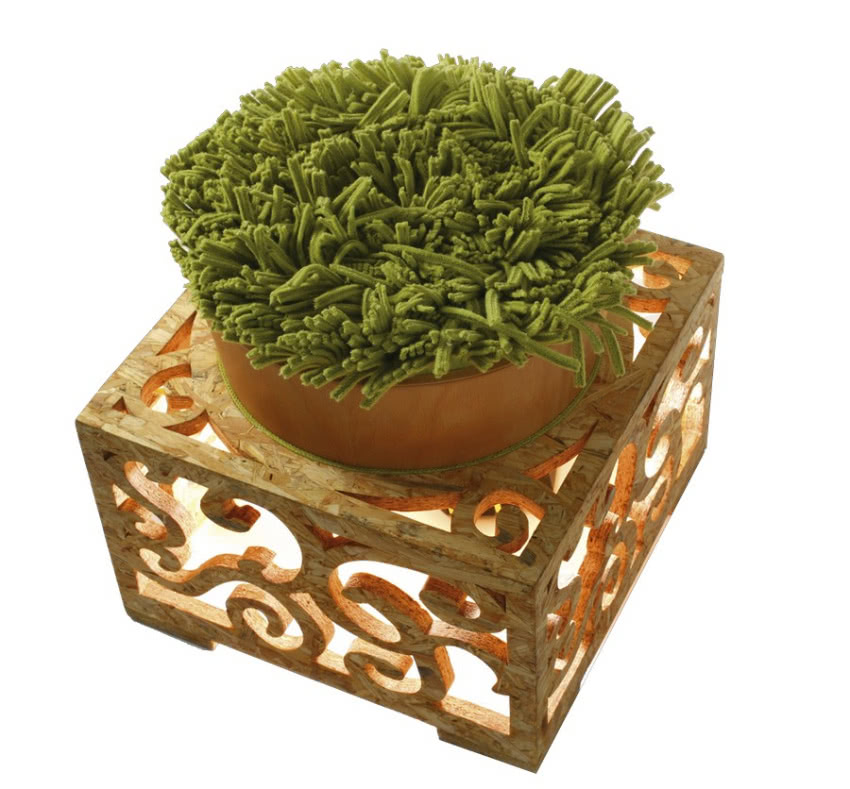 Odpoczynek na trawie - stołek FLORIS z zieloną...