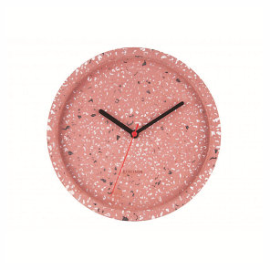 Różowy zegar o wzorze lastryko