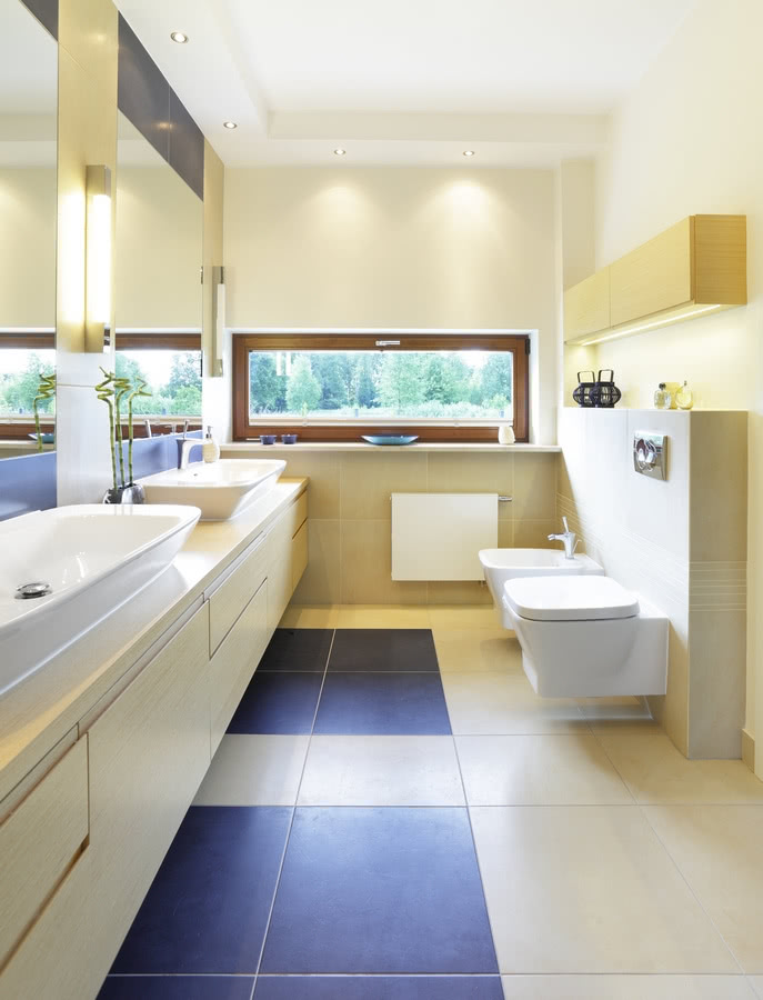 W łazience rodziców wykorzystano ceramikę...