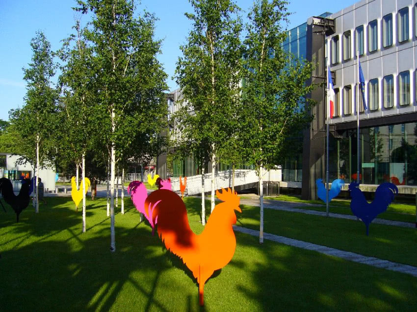 "Koguty - Les Coqs", instalacja, 16 kogutów,...