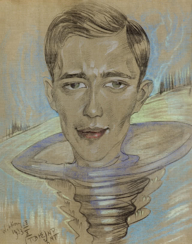 twarz ukazana werystycznie, szyja w wirze