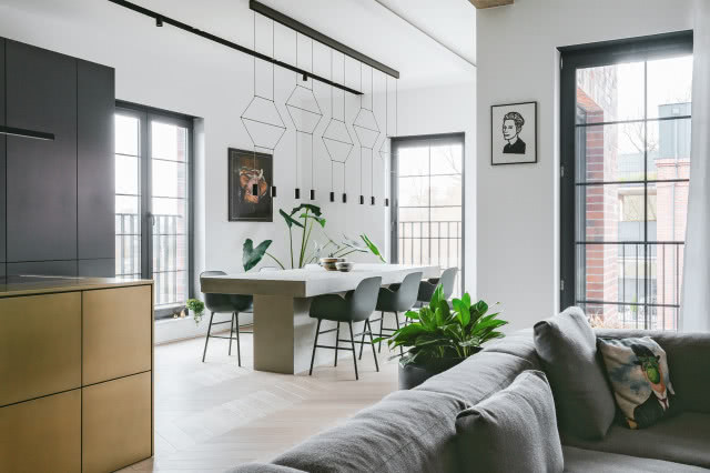 Betonowy stół do jadalni w stylu loftowym