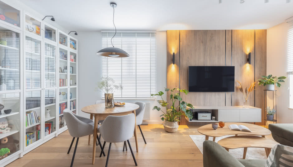 Mieszkanie dla pary inspirowane naturą. Znajduje się na warszawskim Ursynowie