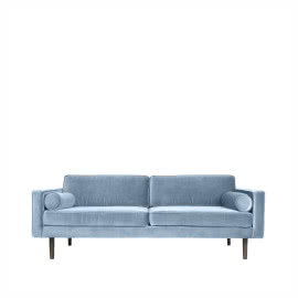 Błękitna sofa Wind w velvetowym obiciu, BEAUMONDE, 8097 zł