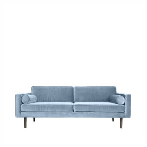 Błękitna sofa Wind w velvetowym obiciu, BEAUMONDE, 8097 zł