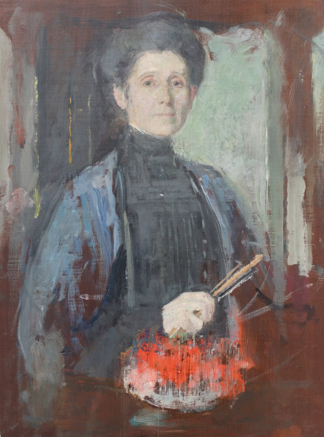 Olga Boznańska, "Autoportret z pędzlem i...