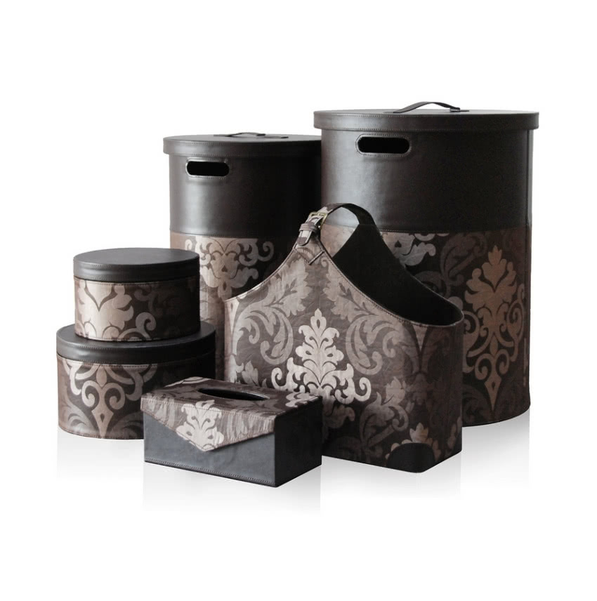 Kosze i pudełka Wallpaper pokryte sztuczną skorą...