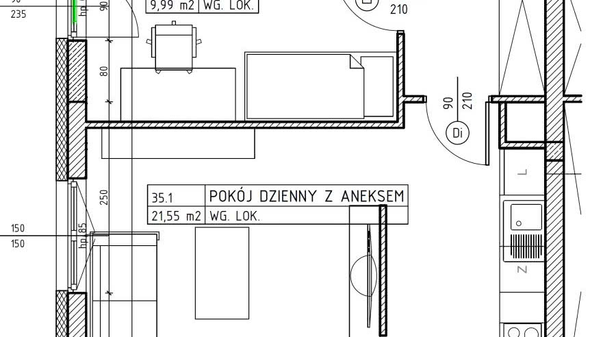 Miejsce do pracy w dużym salonie