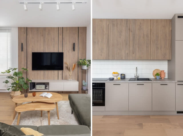 Jasne mieszkanie w bieli i drewnie