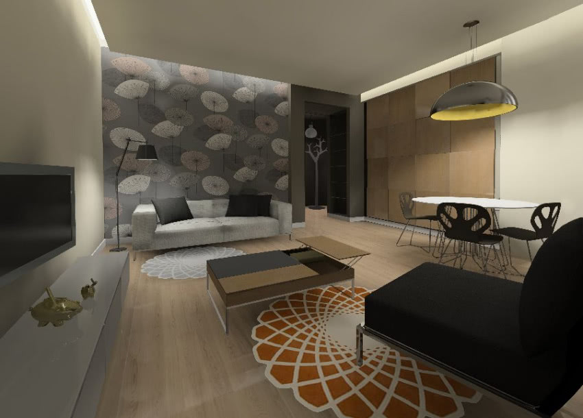 Salon - projekt wnętrza i wizualizacja Holart...