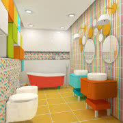 Kolorowa łazienka dla dzieci - projekt wnętrza i...