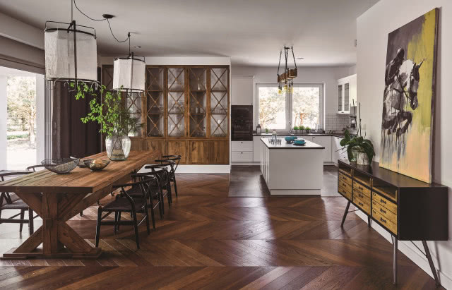 Salon w stylu modern rustic