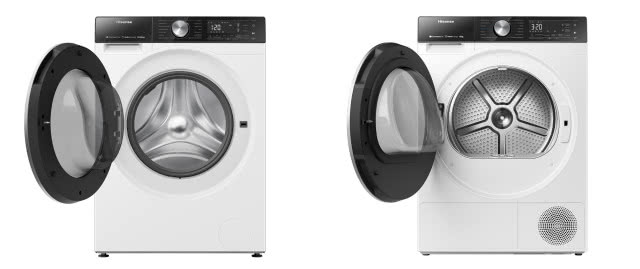 pralka i suszarka, otwarte bębny