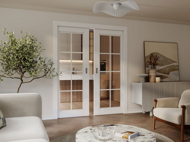 System naścienny pojedynczy Etna 10 orzech palermo kanapa, obraz, drzewko, jodełka na podłodze