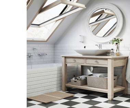 Łazienka na poddaszu - strefa prysznica z zestawem natryskowym Squerto Lux