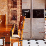 Kuchenny zlew z kamienia wpuszczono w drewniany...