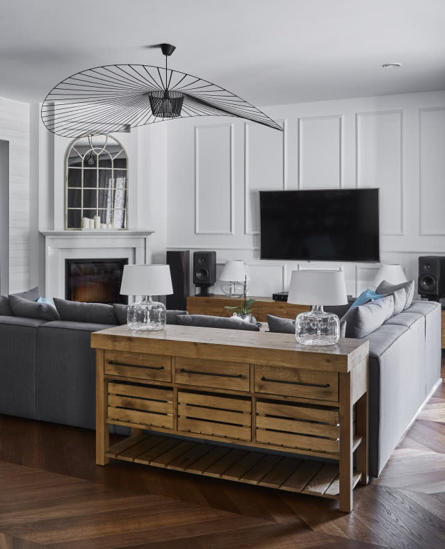 Salon w stylu modern rustic