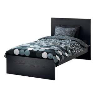 Łóżko Malm, czarno - brązowe, wym: 109 x 206 cm