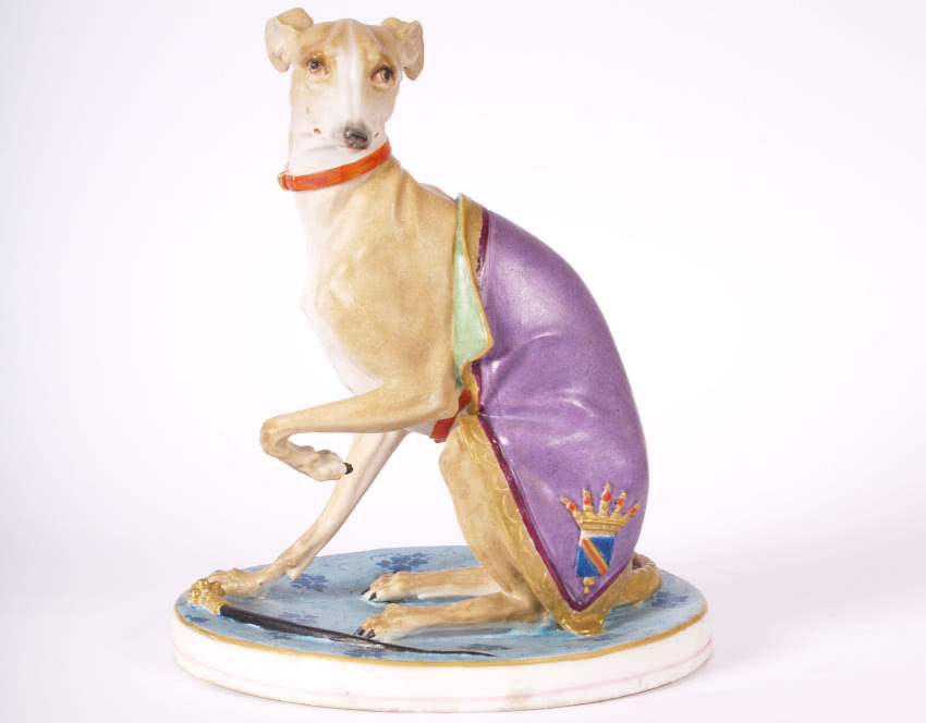 Siedzący chart, biskwit malowany, ok. 1930,...