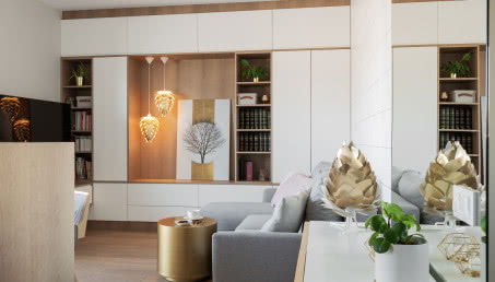 Funkcjonalne wnętrze w stonowanych kolorach