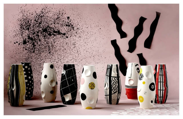 zestaw wazonów w geometryczny wzory