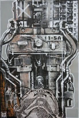 Monstfur, "Mindless", 2012, akryl, szablon,  płótno, 80 x 120 cm