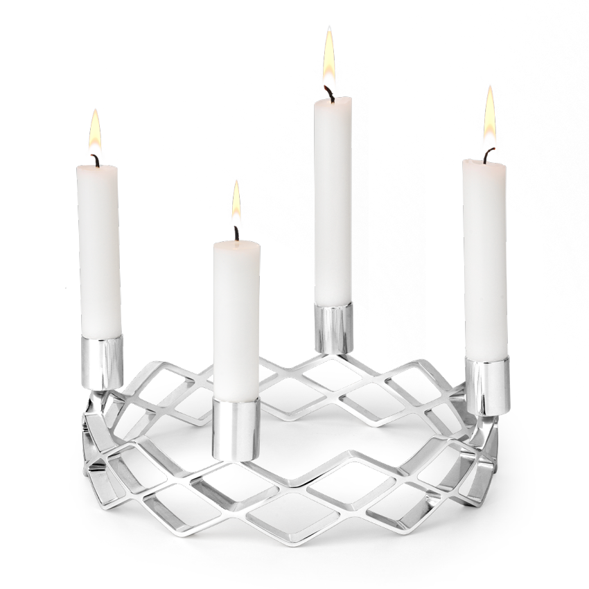 Srebrny świecznik adwentowy, 24 cm x 8 cm,...