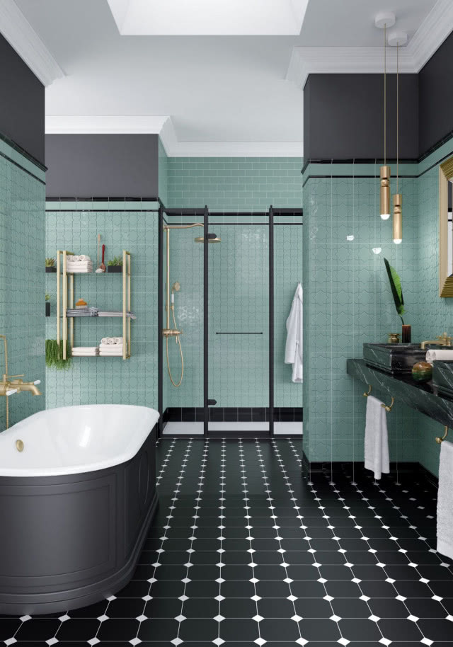 płytki zielone łazienka hiszpańskie