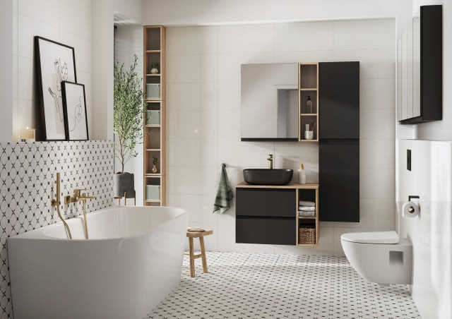 Kolekcja antracytowych mebli łazienkowych MODUO Cersanit